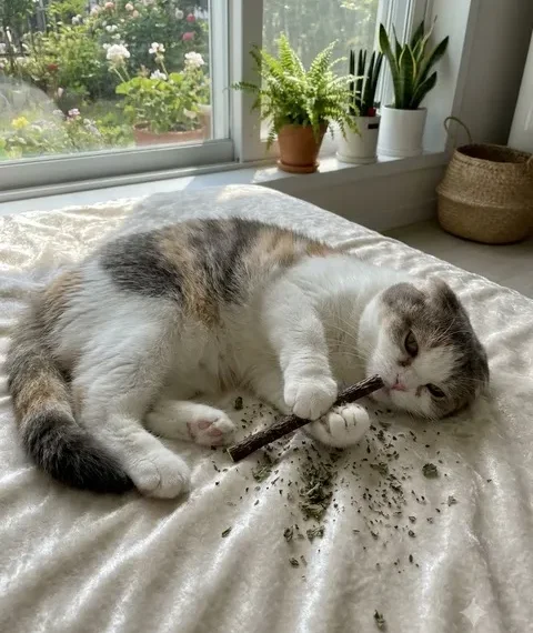 고양이 캣닢 가지고 노는 사진
